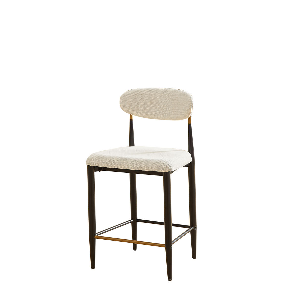 BARHOCKER 2er-Set mit Rückenlehne und Stoffkissen, Creme - Beige, Textil (51/94/50cm)