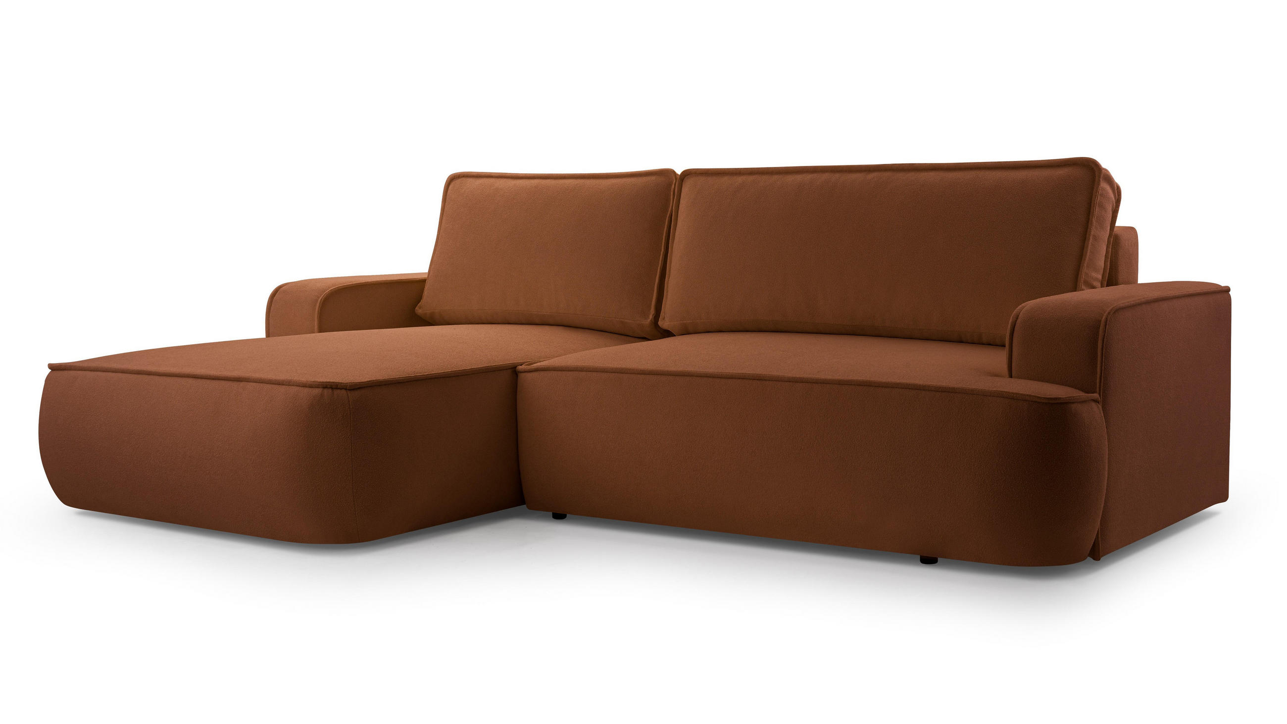ECKSOFA L Form Ablia Ziegelrot 267/168/87 cm mit Schlaffunktion L - Dunkelorange/Schwarz, Kunststoff/Textil (168/267cm) - AX Living