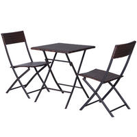 BISTROSET Polyrattan, 3tlg. Balkonmöbel Set, Sitzgruppe, Essgruppe, Gartenmöbel - Braun, Metall - Outsunny