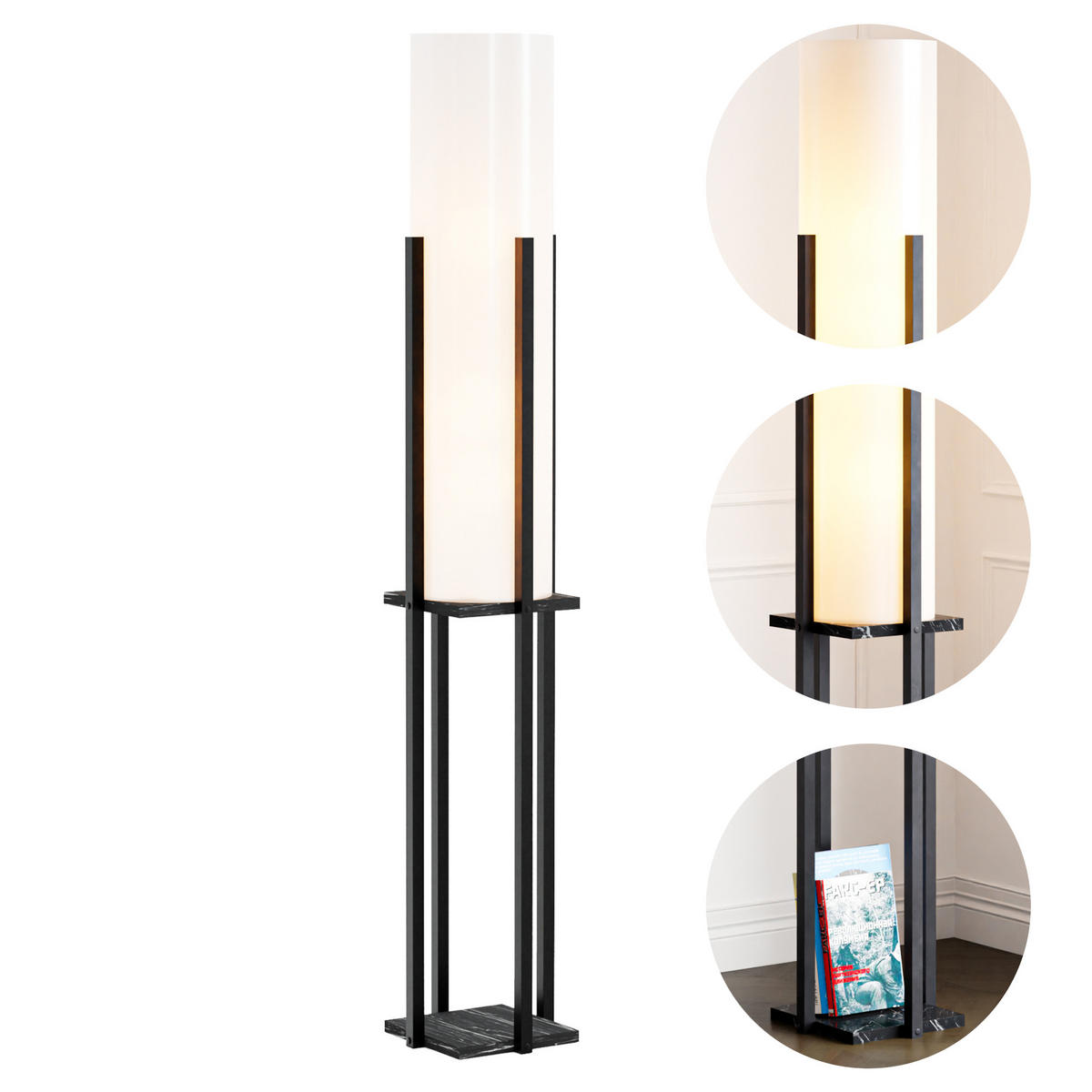 STEHLEUCHTE Gisborne - Schwarz, Holzwerkstoff (25/25/146cm) - lux.pro