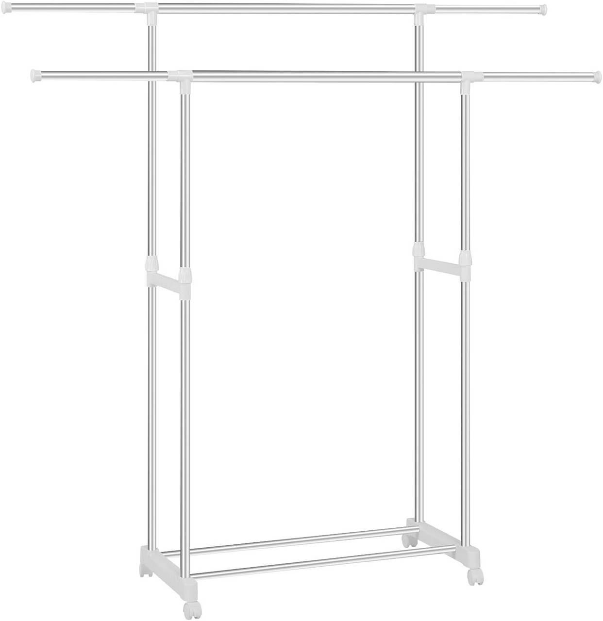 KLEIDERSTÄNDER höhenverstellbar, Metall, Silber Weiß - Silberfarben, Kunststoff/Metall (151.5/94/42cm) - Woltu