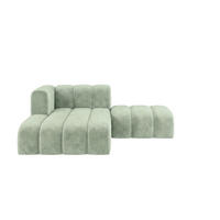 CHAISELONGUE Modulare Mit Hocker, Velvet-Stoff Riviera, Mintz, Links, GRAND - Mintgrün, Holz (204/179cm) - Kaiser Möbel