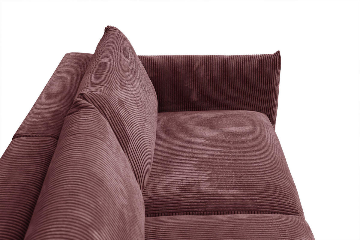 SOFA TAUER 3-Sitzer, altrosa - Schwarz/Altrosa, Holzwerkstoff/Kunststoff (112/84/206cm) - Courtois Laville