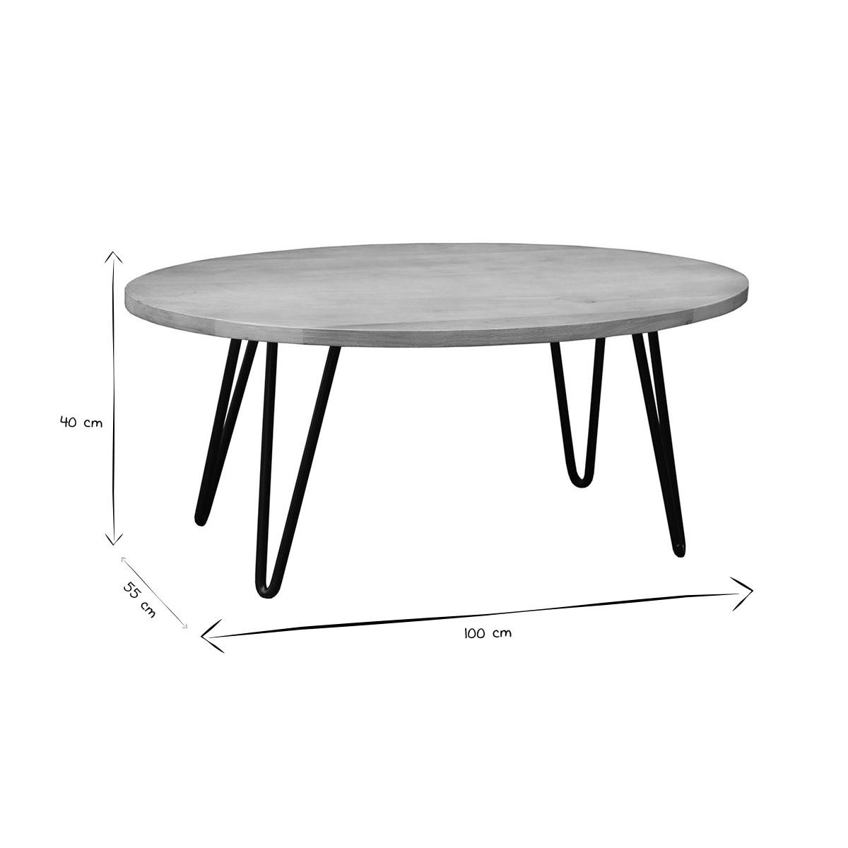 COUCHTISCH Oval Massiv Mangobaum L100 VIBES - Naturfarben, Holz (100/55/40cm) - Miliboo