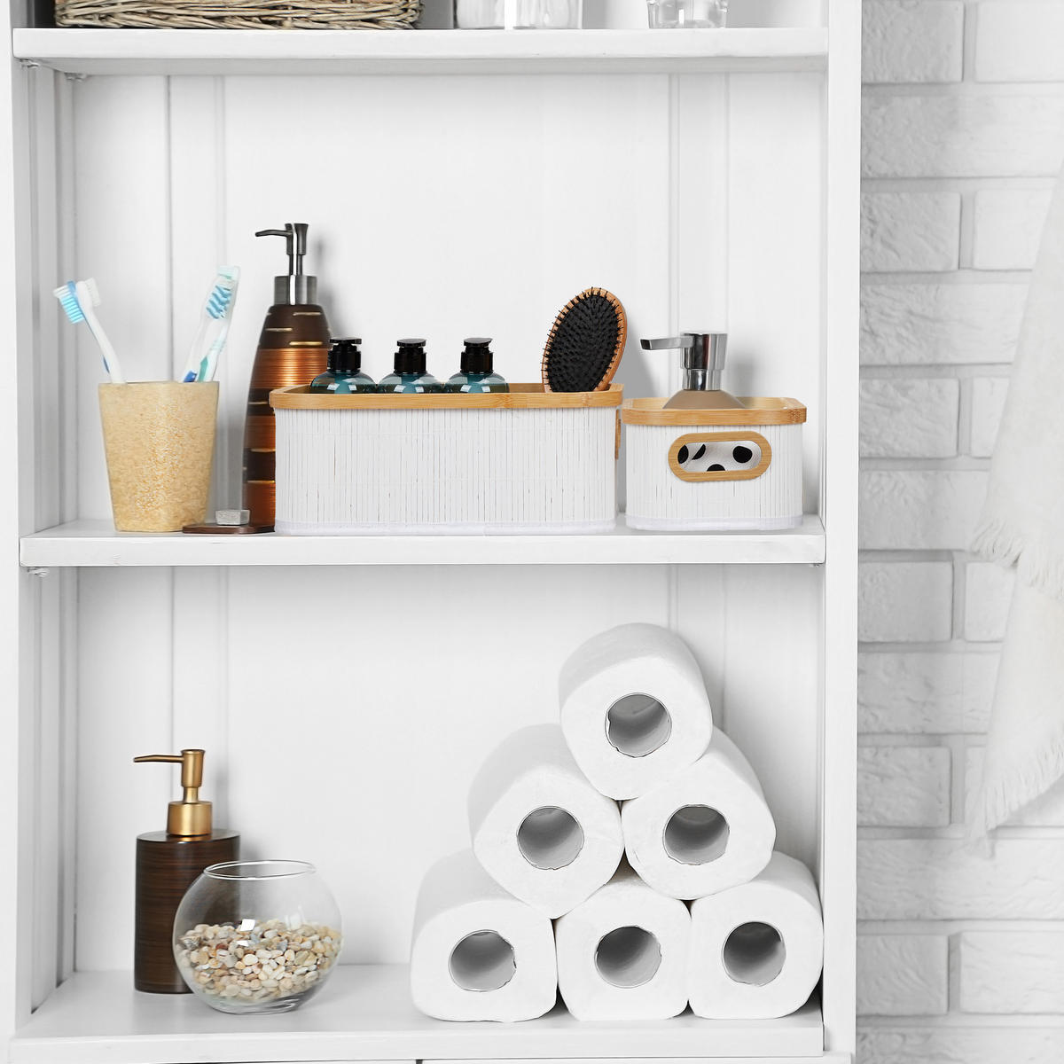 3XAUFBEWAHRUNGSKORB - Multicolor, Holz/Wellpappe (33/41/16.5cm) - Relaxdays