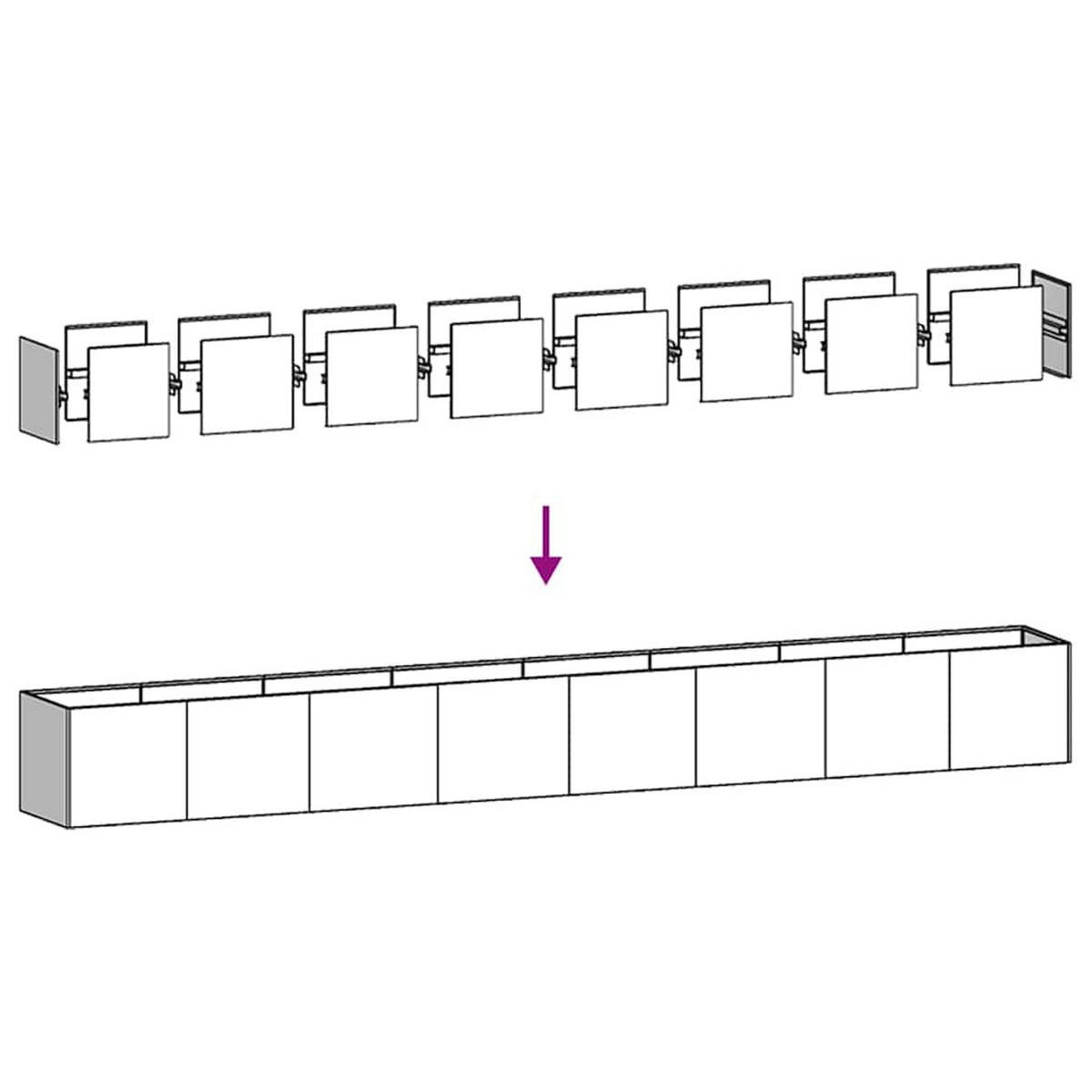 PFLANZKÜBEL Anthrazit 360/40/40 Cm Kaltgewalzter Stahl - Anthrazit, Metall (360/40/40cm) - vidaXL