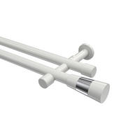 GARDINENSTANGEN-SET Prestige Tanara 140 cm, 2-läufig (ohne Ringe), 20 mm Ø Weiß - Chromfarben/Weiß, Metall (140cm) - INTERDECO