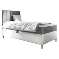 BOXBETT Maja Junior 1, Seite zum Öffnen des Bettkastens: Links - Weiß/Grau, Holz (90/200cm) - MIRJAN24