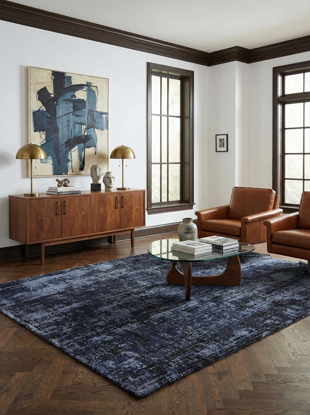 TEPPICH Polypropylen velours abstrakt TIBER-Rom, Dunkelblau 120x170 cm - Blau, Textil (120/170cm) - KADIMA DESIGN