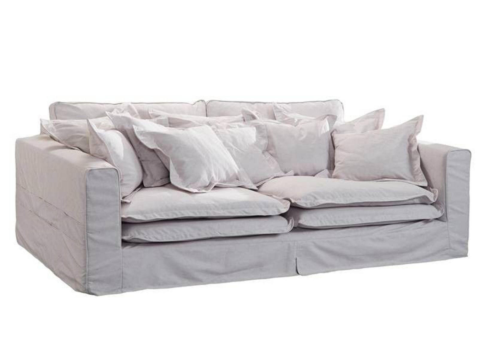 HUSSENSOFA 3-Sitzer 236x138x76 weiß KINGSTON - Weiß, Textil (236/76/138cm) - Massivmoebel24