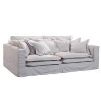 HUSSENSOFA 3-Sitzer 236x138x76 weiß KINGSTON - Weiß, Textil (236/76/138cm) - Massivmoebel24