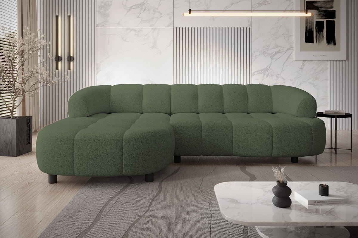 ECKSOFA WESPER S - Eckcouch Mit Elektrischer Sitzverstellung, L-förmig, Freistehend, Relaxfunktion, 183x284x79cm Linke, Grün - Grün, Holz/Textil (113/284cm) - DomoHome