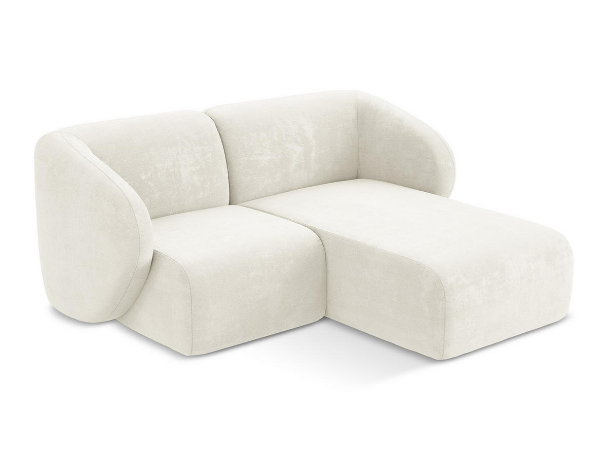 ECKSOFA Rechts Chenille Stoff Weiß - Schwarz/Weiß, Holzwerkstoff/Kunststoff (178/166cm) - Makamii