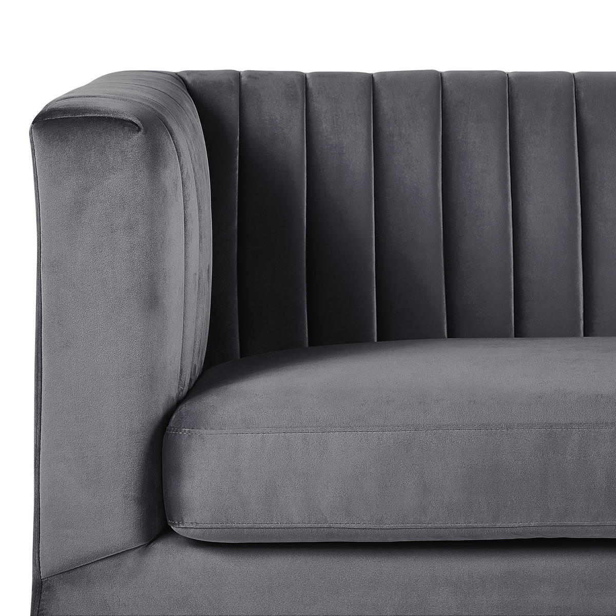 3-SITZER-SOFA Samtstoff Dunkelgrau Arvika - Dunkelgrau, Textil (204/75/78cm) - Beliani