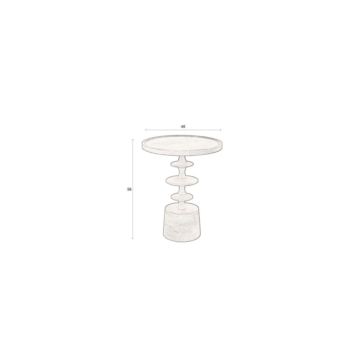 BEISTELLTISCH Cath Rund 46 cm - Braun, Holz (46/46/58cm) - Dutchbone