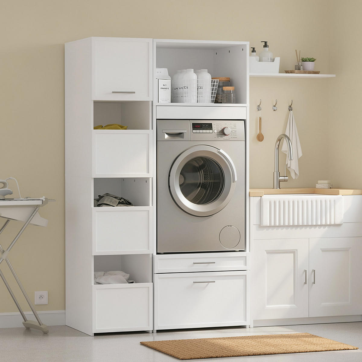 WASCHMASCHINEN-SCHRANK mit Schubladen BZR230-W - Ahornfarben, Fell (66/186/60.5cm) - SoBuy