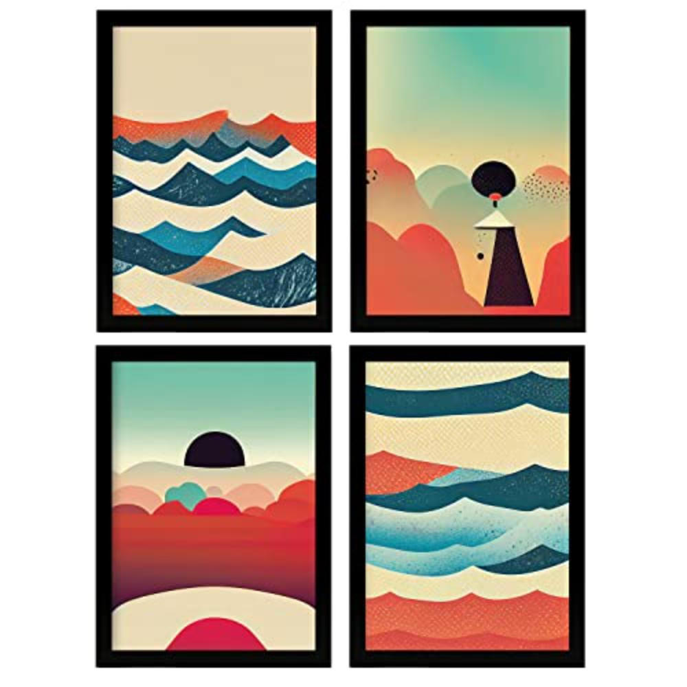 POSTER Set mit 4 Wolken Abstrakt Moderne Galaxien A4 Rahmenlos - Klar, Papier (29.7/3cm) - Nacnic