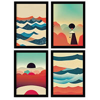 POSTER Set mit 4 Wolken Abstrakt Moderne Galaxien A4 Rahmenlos - Klar, Papier (29.7/3cm) - Nacnic