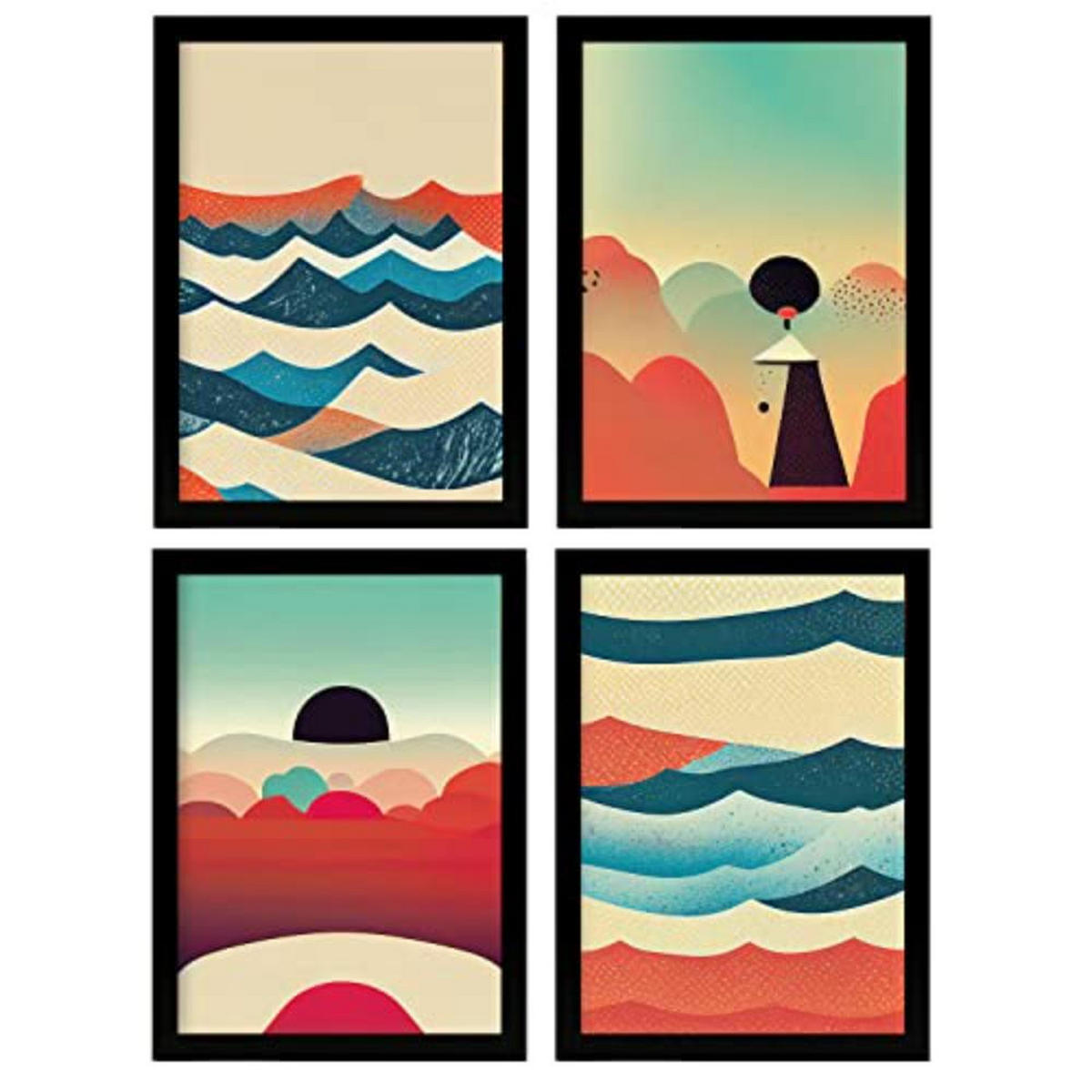 POSTER Set mit 4 Wolken Abstrakt Moderne Galaxien A4 Rahmenlos - Klar, Papier (29.7/3cm) - Nacnic