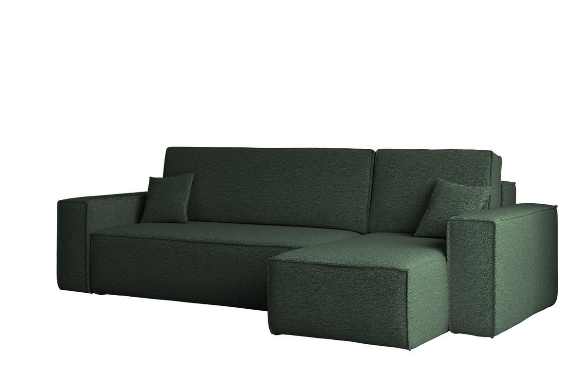ECKSOFA Mit Schlaffunktion Und Bettkasten L-Form BEST Stoff Abriamo Dunkelgrün Rechts - Dunkelgrün, Holz/Textil (244/142cm) - Kaiser Möbel