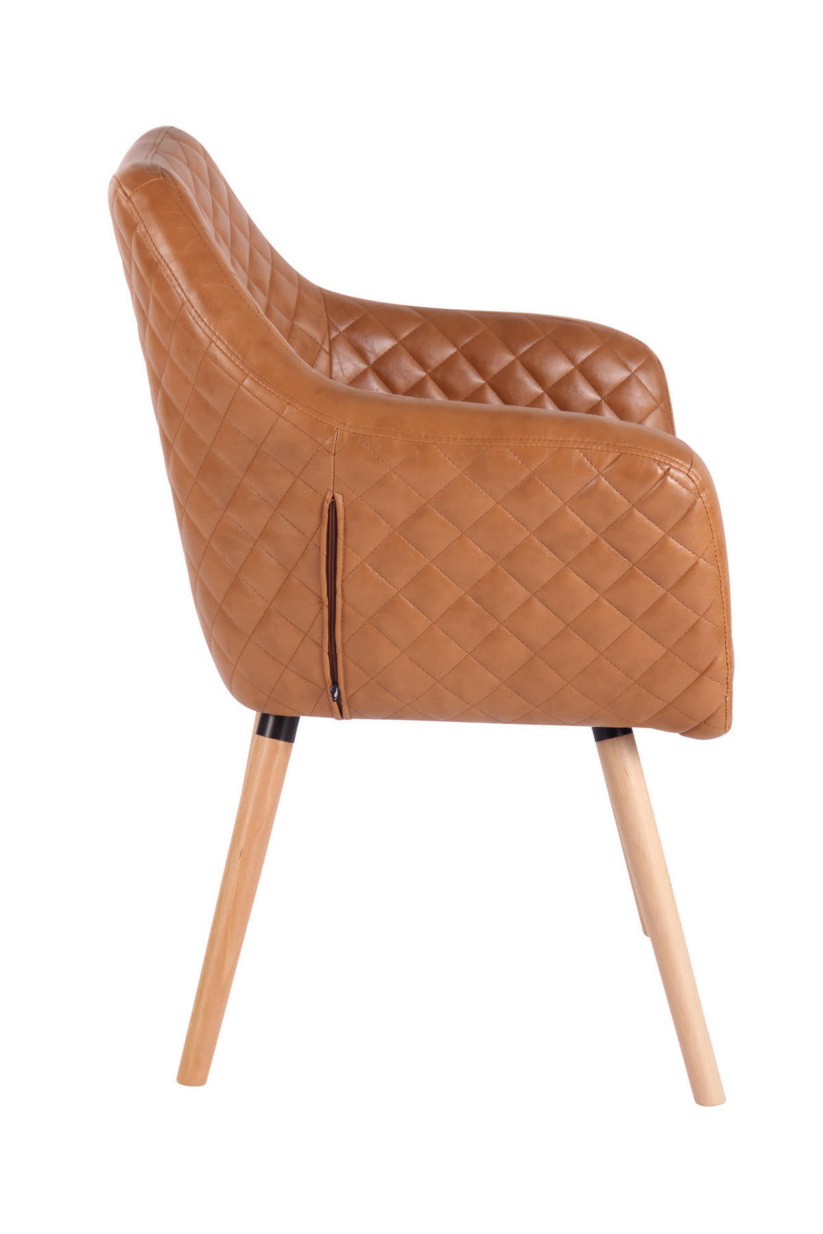 ARMLEHNENSTUHL Lederlook Hellbraun - Hellbraun/Eukalyptusholzfarben, Holz/Textil (63/84/61cm) - CLP