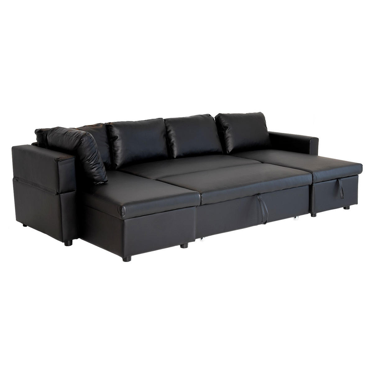 PANORAMA-SOFA SCOTT Schwarz 4 Plätze - Schwarz, Kunststoff (146/294cm) - Happy Garden