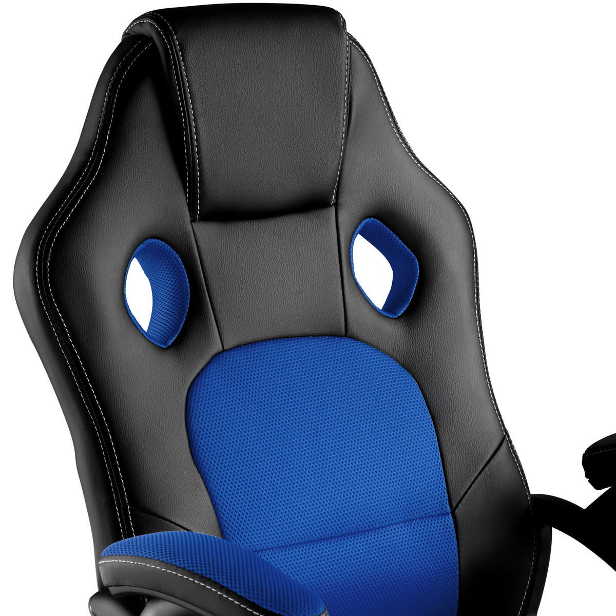 BÜROSTUHL Tyson,Belastbarkeit 120 kg,schwarz/blau - Blau/Schwarz, Textil (65/121.5/66cm) - tectake