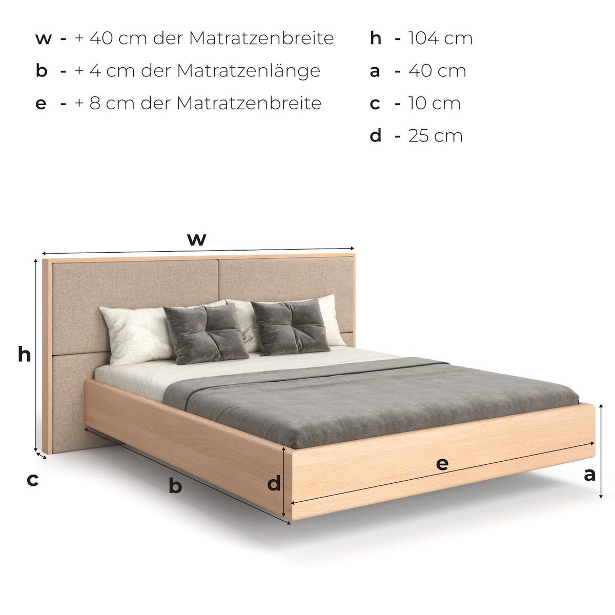 MASSIVHOLZBETT schwebend Dome aus Buche 180x220 cm, Storm 06 - Beige/Buchefarben, Holz (180/220cm) - Danzz