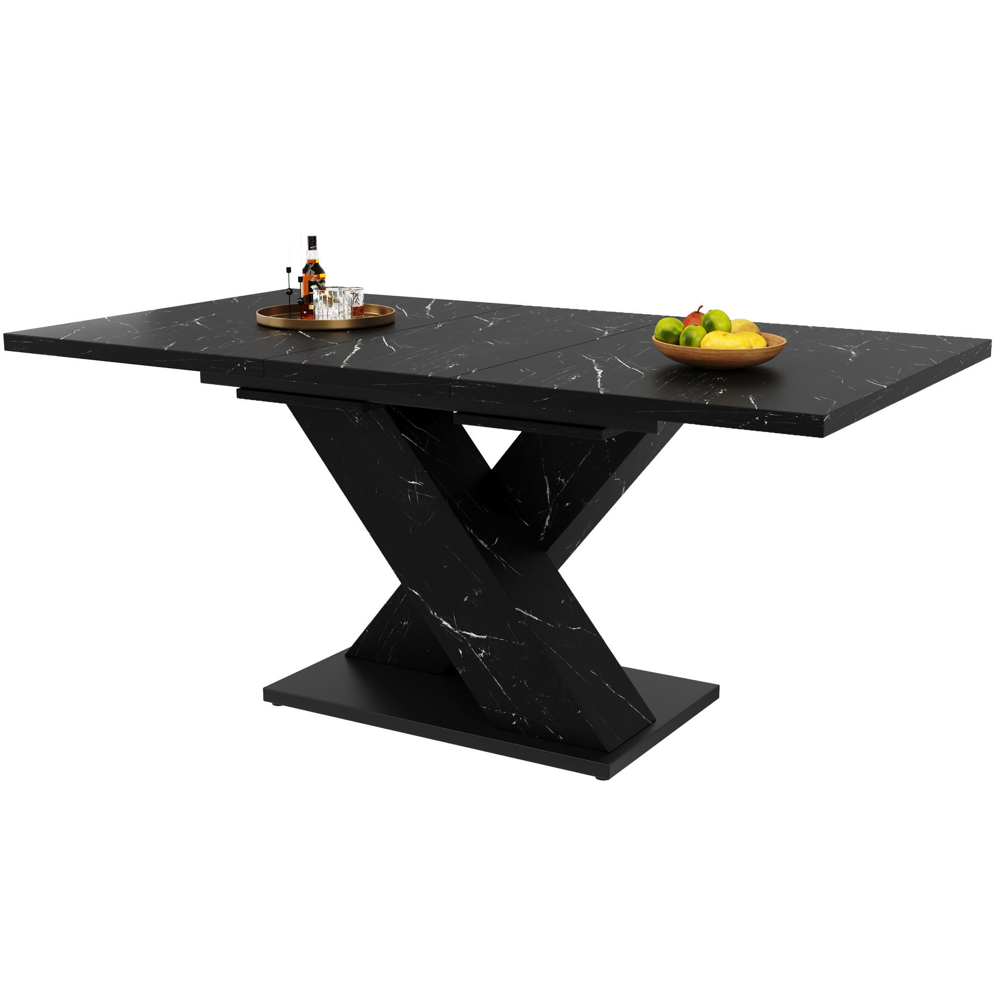 ESSTISCH 119,5-159/75/80 cm Schwarz aus MDF mit Ausziehfunktion - Schwarz, Holzwerkstoff (119/80/75cm) - OKMYHOME