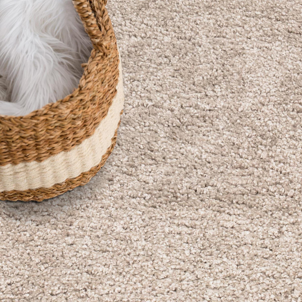 HOCHFLOR-TEPPICH City Shaggy 500 Sand 200x200 cm Rund - Beige, Textil (200/200cm) - carpet city