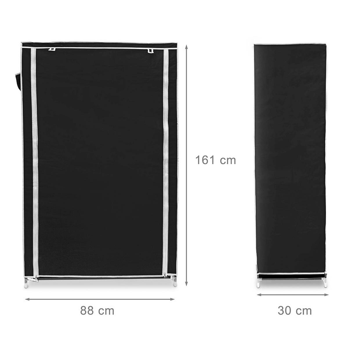 SCHUHSCHRANK Schwarz VALENTIN hoch 9 Ablagen - Schwarz, Kunststoff/Textil (88/161/30cm) - Relaxdays