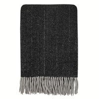 WOLLDECKE Recycelt Struktur Schwartz 131x170 - Schwarz, Textil (131/170cm) - Malagoon
