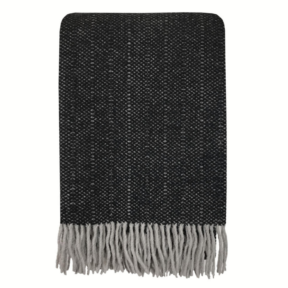 WOLLDECKE Recycelt Struktur Schwartz 131x170 - Schwarz, Textil (131/170cm) - Malagoon