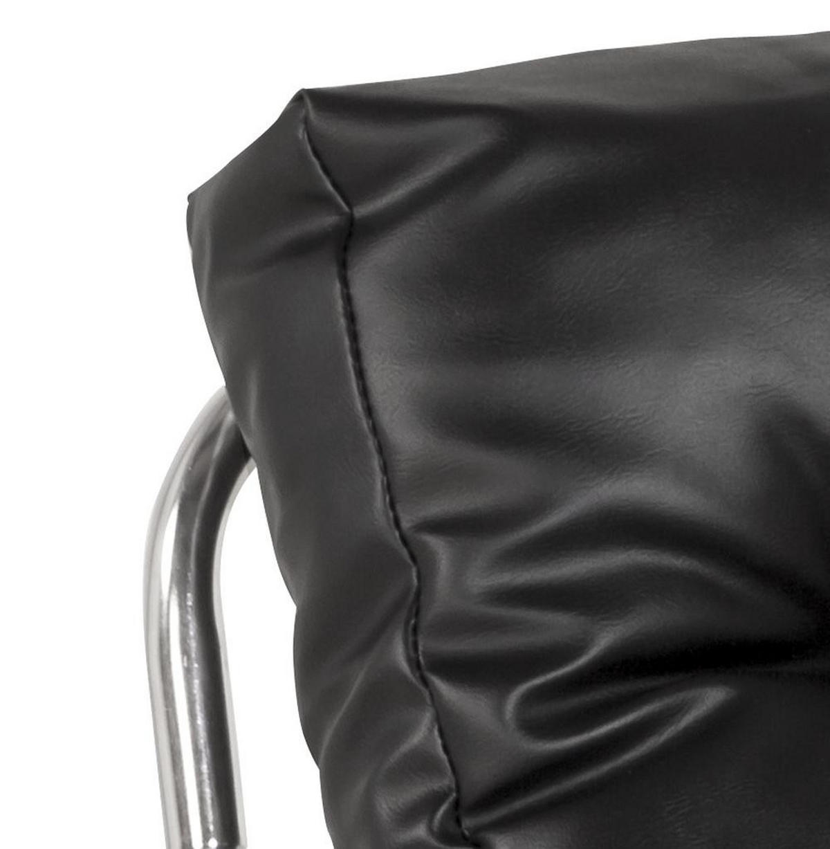CLUBSESSEL mit Chromkufen im Retro-Stil, modular verbindbar, Schwarz 73x60x76 cm - Silberfarben/Schwarz, Textil/Metall (60/76/71cm) - KADIMA DESIGN