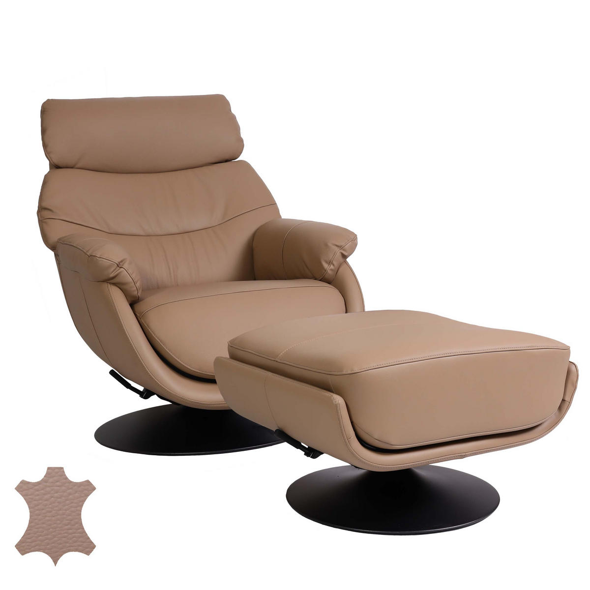 RELAXSESSEL MIT HOCKER taupe - Taupe, Textil (78/99/80cm) - MCW