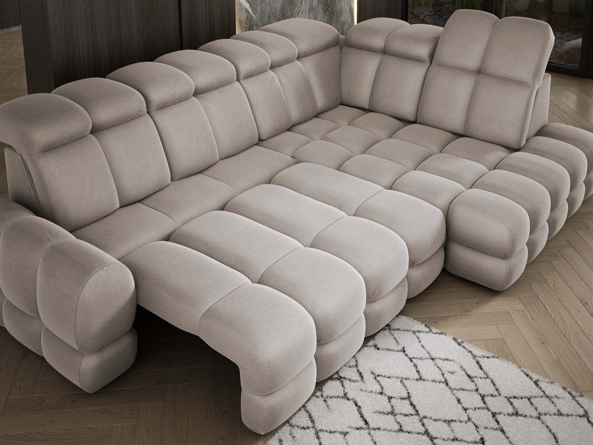 ECKSOFA TOLLO Solar-stoff L-form 302x217x105 cm cappuccino - Cappuccino, Holz/Textil (217/302cm) - DomoHome