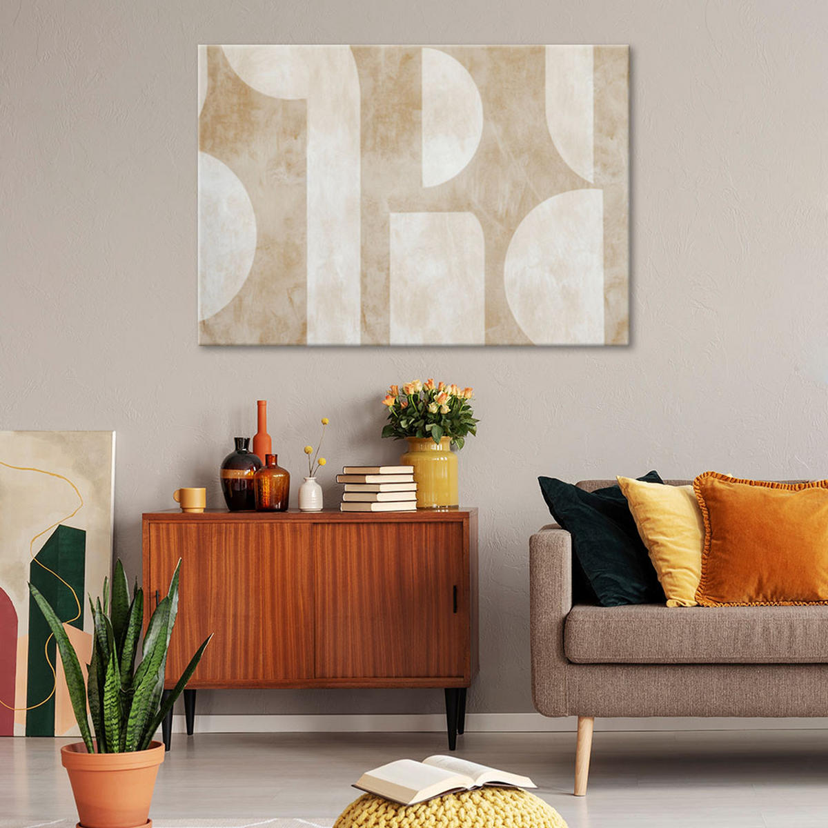 LEINWANDBILD Helle Retro Abstraktion - Lila, Textil (100/70cm) - Feeby
