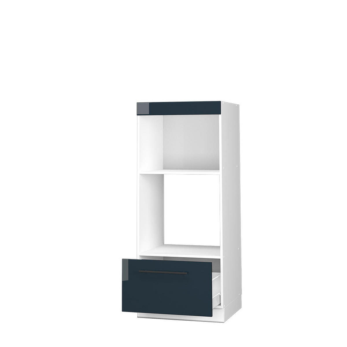 MIKROWELLENSCHRANK Fame-Line Dunkelblau Hochglanz 60 cm offen - Weiß/Dunkelblau, Holzwerkstoff (60/153.6/58.1cm) - Vicco