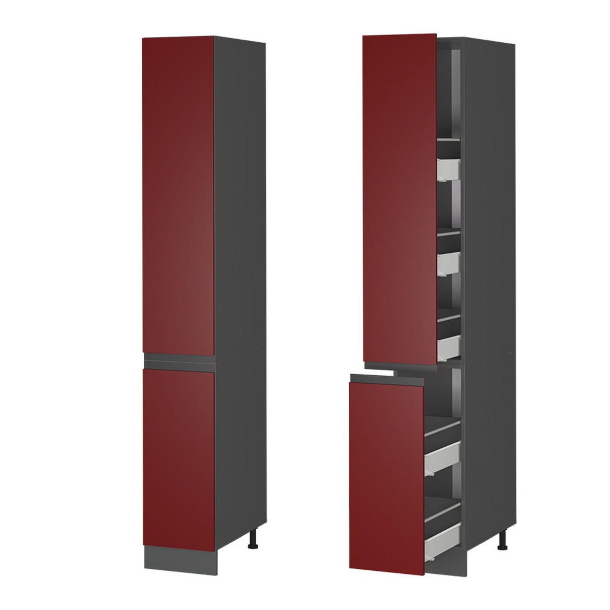 APOTHEKERSCHRANK R-Line Rot 30 cm J-Shape - Anthrazit/Rot, Holzwerkstoff (30/206.8/57.2cm) - Vicco