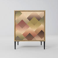 SIDEBOARD GEOMETRIC FUSION, Eichefarben, 57,5x42x72,5 cm, Schwarze Metallfüße - Eichefarben/Multicolor, Holzwerkstoff/Metall (57.5/72.5/42cm) - SpaceRebels