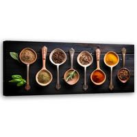 WANDBILD gewürze für die restaurantküche - Multicolor, Textil (90/30cm) - Feeby