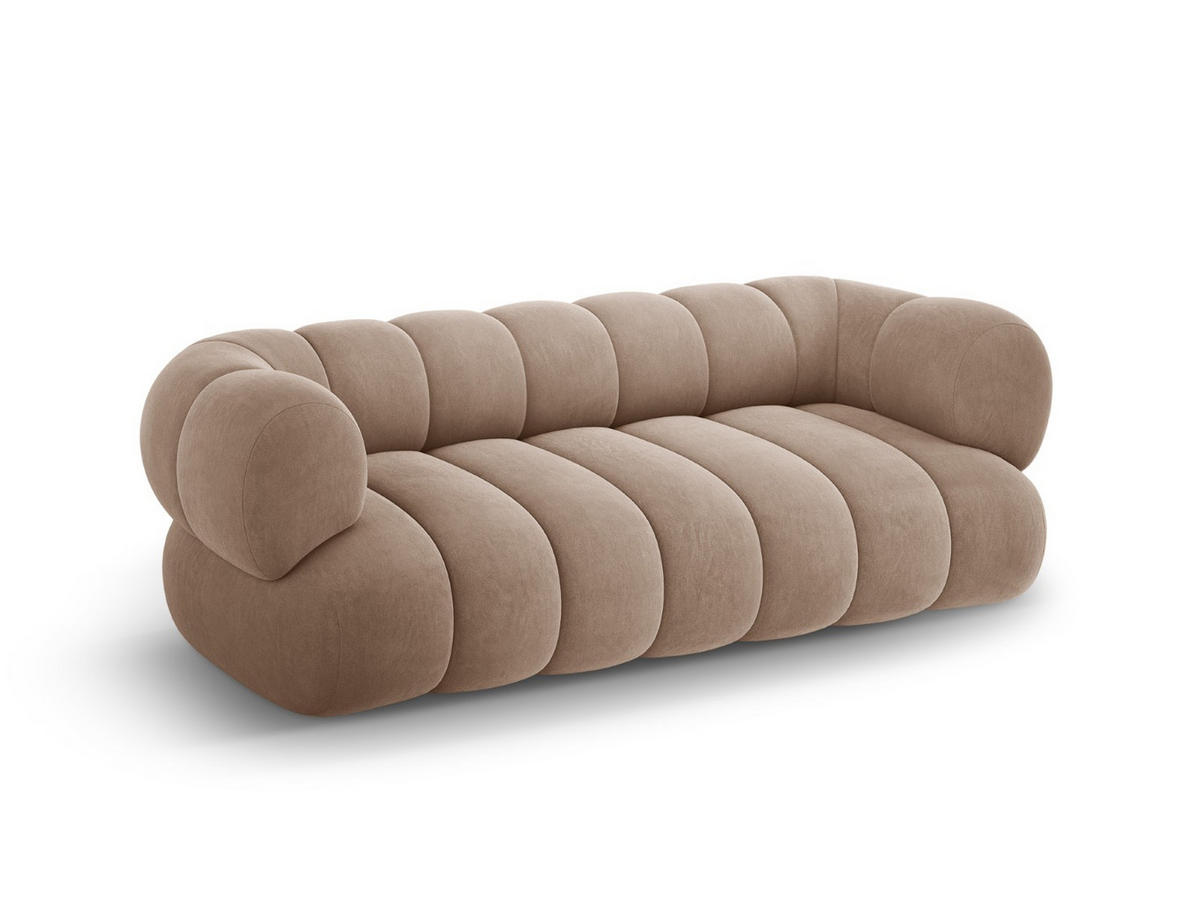 SOFA Koge aus Samt dunkelbeige 3 Sitzplätze - Mokka, Textil (95/70/210cm) - Cosmopolitan Design