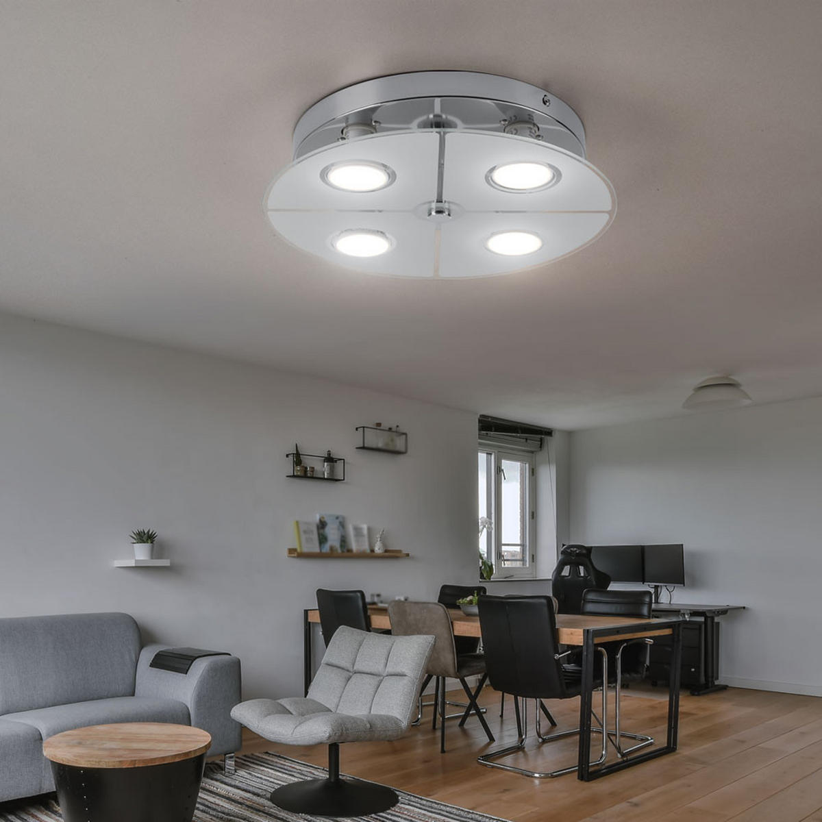 LED DECKENLEUCHTE RENE Metall Silber 2er Set - Silberfarben, Glas (30/30/7.5cm) - Globo Lighting