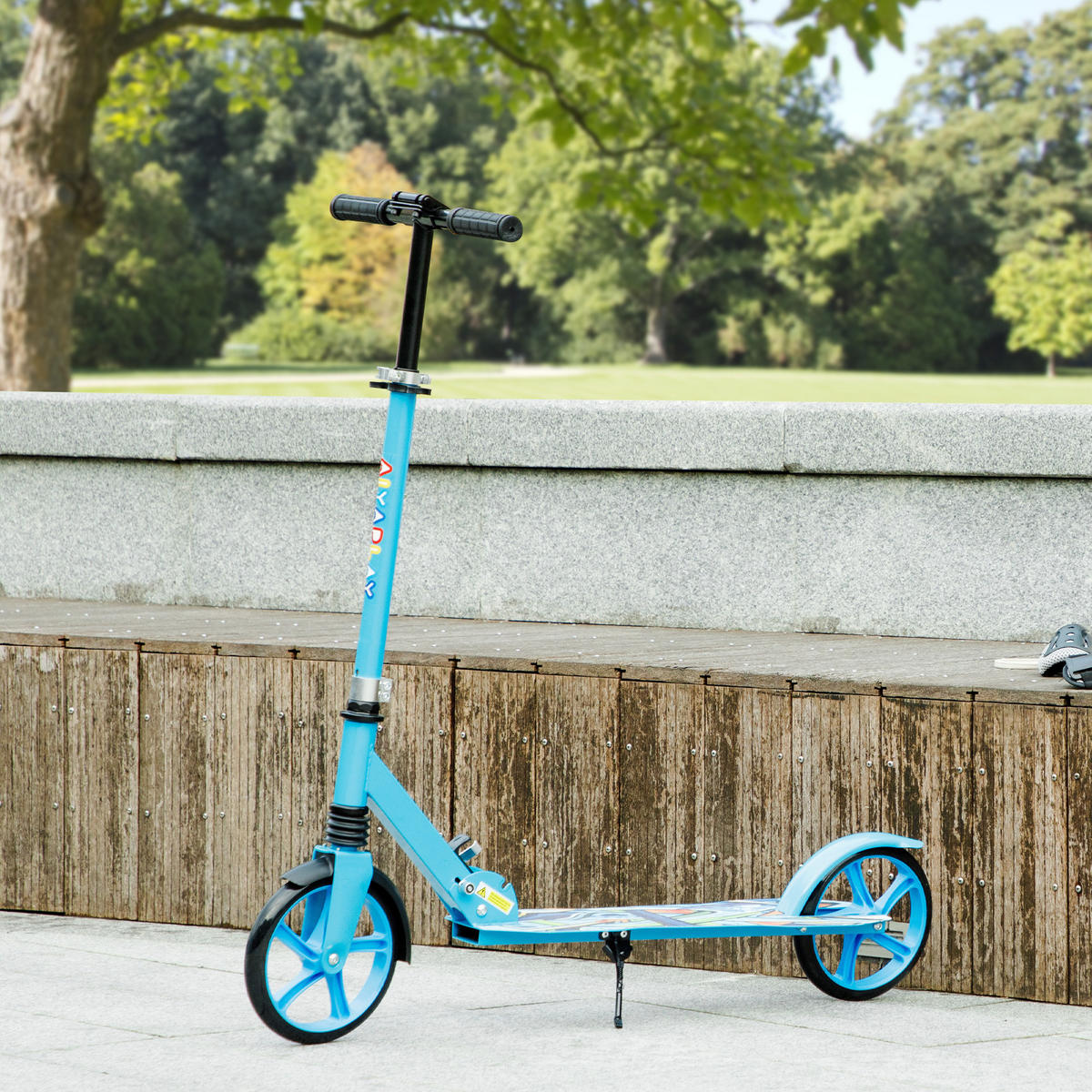 ROLLER Kinder Klappbar Kinderroller mit Verstellbare Lenkerhöhe, 2 Großen Rädern - Blau, Kunststoff/Metall (94/38/103cm) - AIYAPLAY