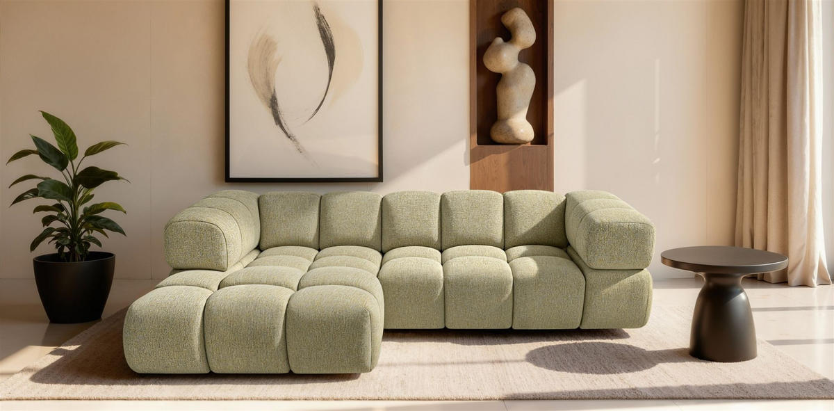 ECKSOFA Blanche In Puente - Sandfarben, Holzwerkstoff/Textil (280/150cm) - Fun Möbel