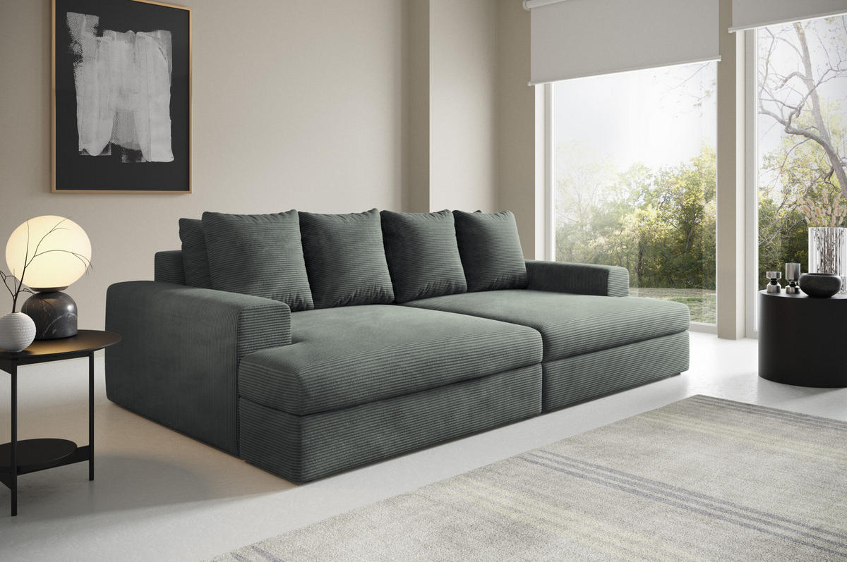 SOFA 4-Sitzer Cord Grau anthracite - Anthrazit, Textil (167/42/272cm) - Furnisell
