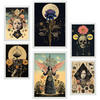 POSTER Set Mit 6 Floralen Mystischen Esoterischen A3 & A4 Weißer Rahmen - Weiß, Papier (29/3cm) - Nacnic