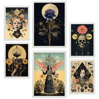 POSTER Set Mit 6 Floralen Mystischen Esoterischen A3 & A4 Weißer Rahmen - Weiß, Papier (29/3cm) - Nacnic