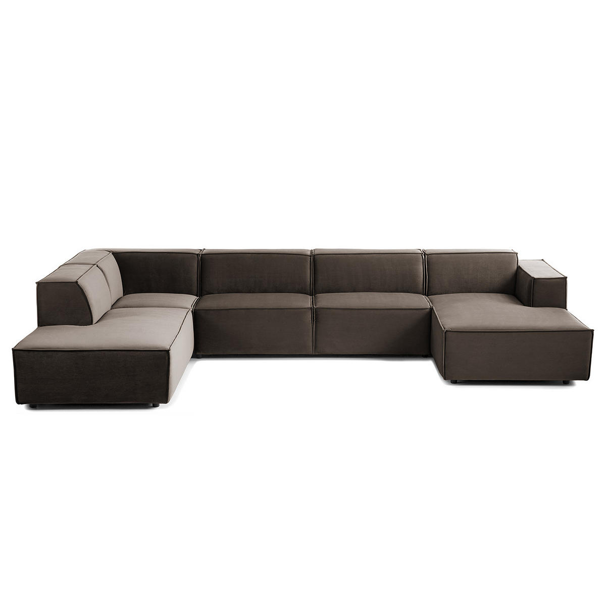 WOHNLANDSCHAFT mit Longchair & Ottomane - Taupe/Schwarz, Kunststoff/Textil (369/70/234cm) - home24