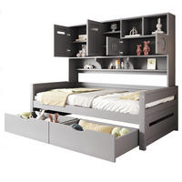BETT 90/200 cm mit Stauraum und Schubladen Kiefernholz Grau - Grau, Holz (90/200cm) - OKWISH